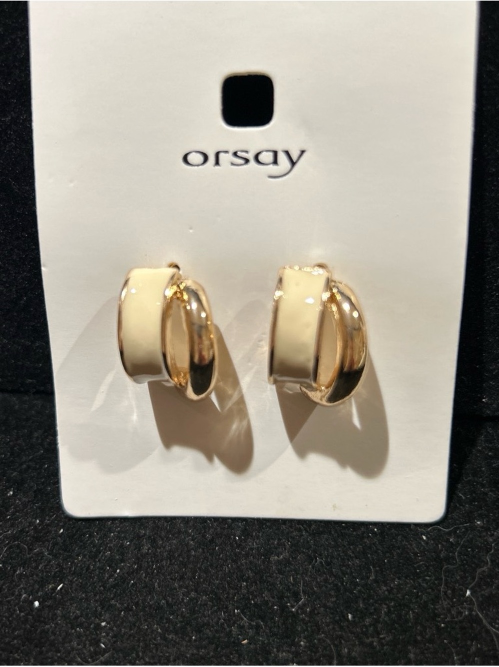Orsay Cream and Gold Double Hoop Earrings